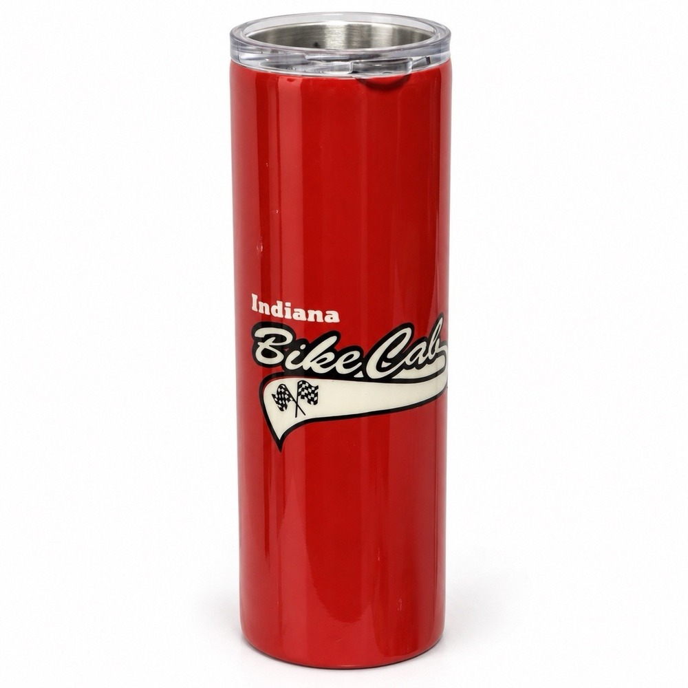 Indiana Bike Cab Red Insulated Tumbler Travel Cup 10" Lid Slider Missing